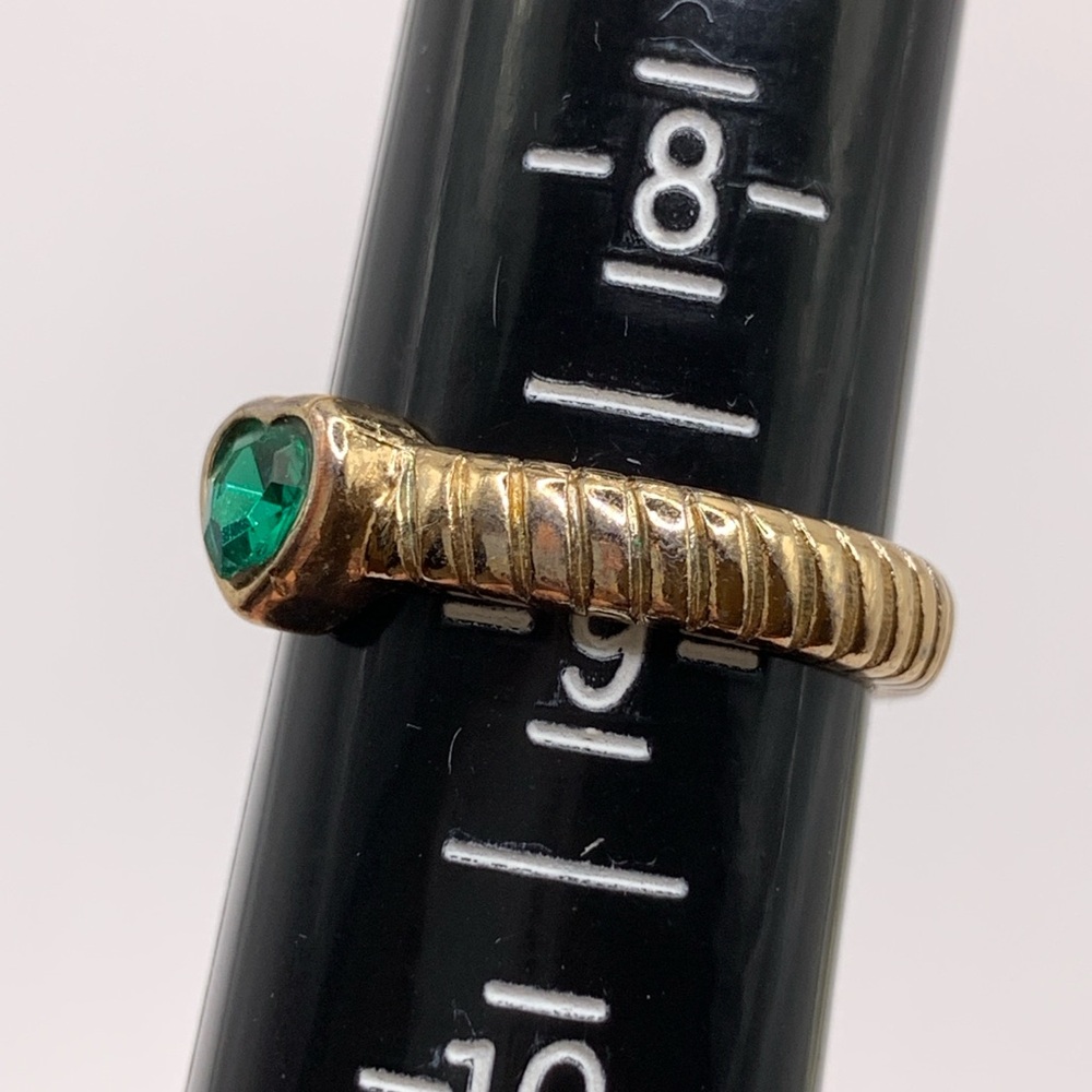 Heart Ring with GENUINE Green Tourmaline Stone - Picture 2 of 6